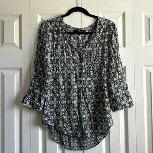 Fred David Gray Gauzy Button Down Top Size M